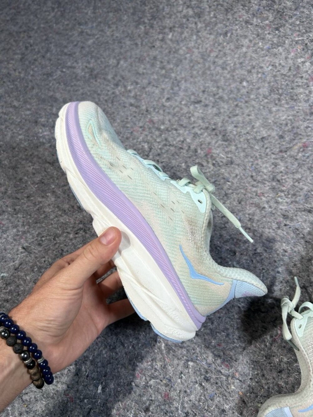 HOKA Clifton 9 Womens Size 8.5 Sage Green Purple Running Shoes - Picture 5 of 8